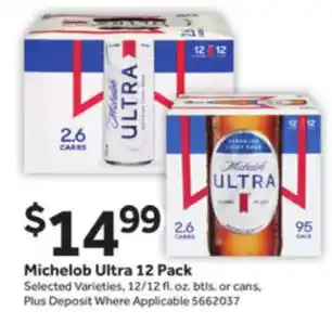 Stop&Shop Michelob Ultra 12 Pack 12/12 fl. oz. offer