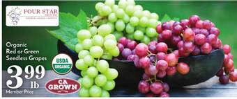 Pavilions Organic red or green seedless grapes offer
