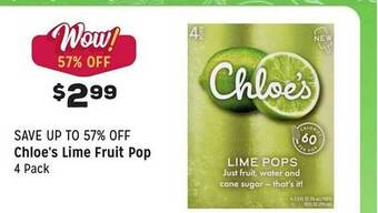 Grocery Outlet Chloe's lime fruit pop offer