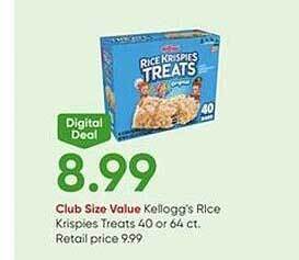 Stater Bros Kellogg's rice krispies treats offer