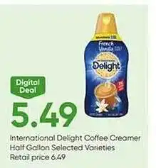Stater Bros International delight coffee creamer half gallon offer