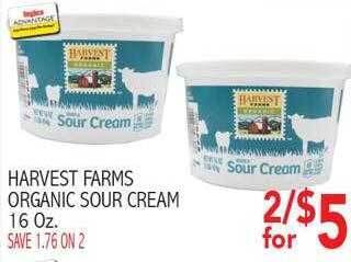 Ingles Markets Harvest farms organic sour cream offer