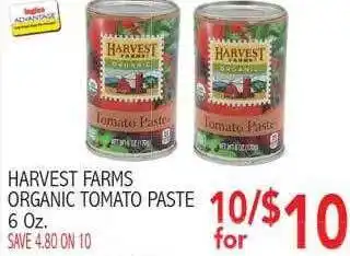 Ingles Markets Harvest farms organic tomato paste offer