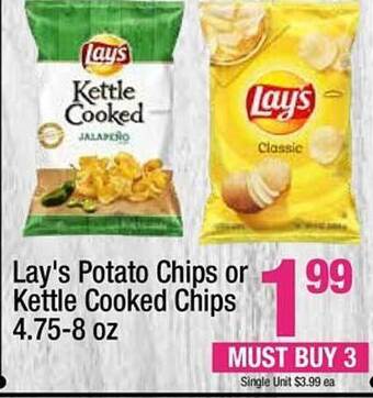 Super King Markets Lay's potato chips or kettle cooked chips offer