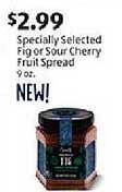 Aldi Specially selected fig or sour cherry fruit spread offer