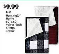 Aldi Huntington home velvet plush sherpa throw offer