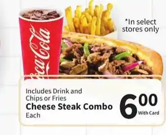 Food City Includes drink and chips or fries cheese steak combo offer