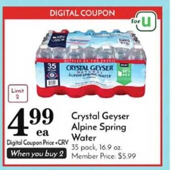 Pavilions Crystal geyser alpine spring water offer