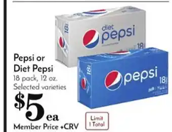 Pavilions Pepsi or diet pepsi offer