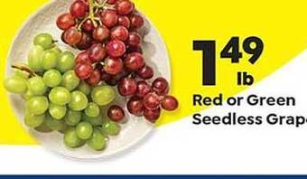 Save a Lot Red or green seedless grapes offer