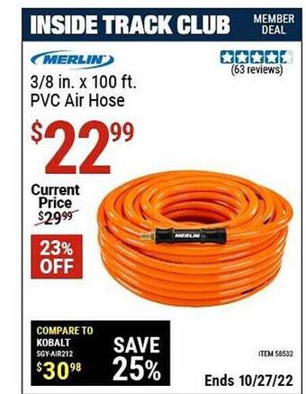 Harbor Freight Tools Merlin pvc air hose offer