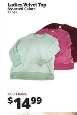 Rural King Ladies velvet top offer
