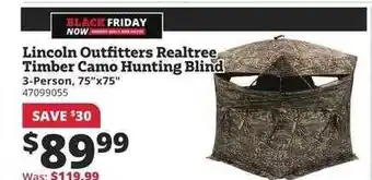 Rural King Lincoln outfitters realtree timber camo hunting blind offer