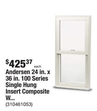 The Home Depot Andersen 24 in. x 36 in. 100 series single hung insert composite window with white exterior offer
