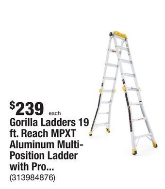 The Home Depot Gorilla ladders 19 ft. reach mpxt aluminum multi-position ladder with project top, 375 lbs. load capacity type iaa duty ratin offer