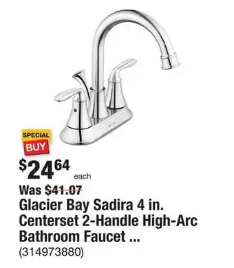 The Home Depot Glacier bay sadira 4 in. centerset 2-handle high-arc bathroom faucet in chrome offer