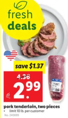 Lidl Pork Tenderloin, Two Pieces offer