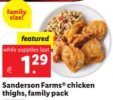 Lidl Sanderson Farms Chicken Thighs, Family Pack offer