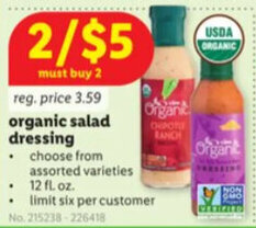 Lidl Organic Salad Dressing offer