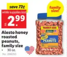 Lidl Alesto Honey Roasted Peanuts, Family Size 30 oz. offer