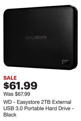 Best Buy Wd - easystore 2tb external usb 3.0 portable hard drive - black offer