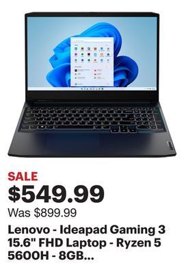 Best Buy Lenovo - ideapad gaming 3 15.6" fhd laptop - ryzen 5 5600h - 8gb memory - nvidia geforce rtx 3050 ti - 256gb ssd - shadow bla offer