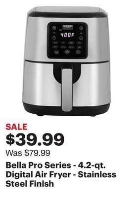 Best Buy Bella pro series - 4.2-qt. digital air fryer - stainless steel finish offer