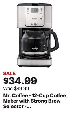 Best Buy Mr. coffee - 12-cup coffee maker with strong brew selector - stainless steel offer