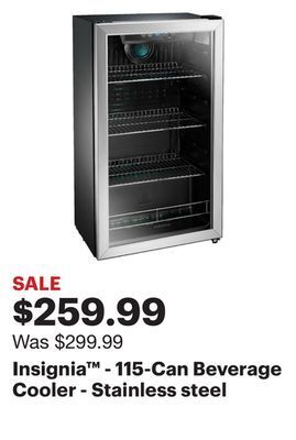 Best Buy Insignia™ - 115-can beverage cooler - stainless steel offer