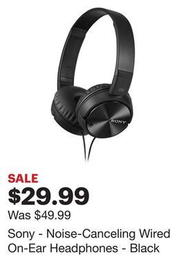 Best Buy Sony - noise-canceling wired on-ear headphones - black offer