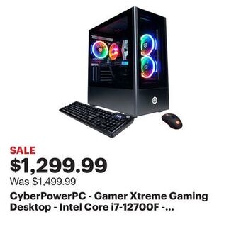 Best Buy Cyberpowerpc - gamer xtreme gaming desktop - intel core i7-12700f - 16gb memory - nvidia geforce rtx 3060 ti - 1tb hdd + 500g offer