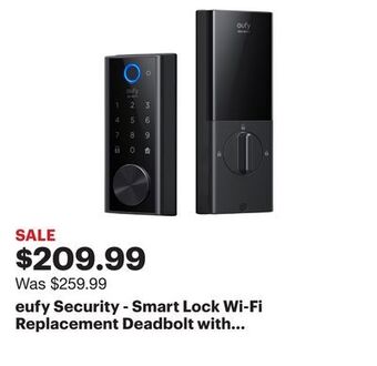 Best Buy Eufy security - smart lock wi-fi replacement deadbolt with app/keypad/biometric access - black offer