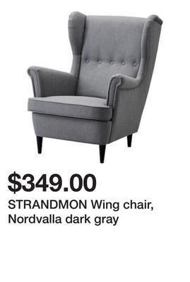 Ikea Strandmon wing chair, nordvalla dark gray offer