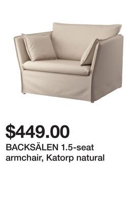 Ikea Backsälen 1.5-seat armchair, katorp natural offer