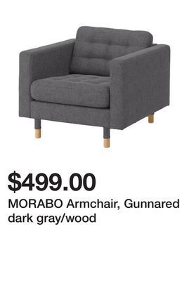 Ikea Morabo armchair, gunnared dark gray/wood offer