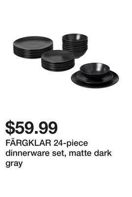 Ikea Färgklar 24-piece dinnerware set, matte dark gray offer