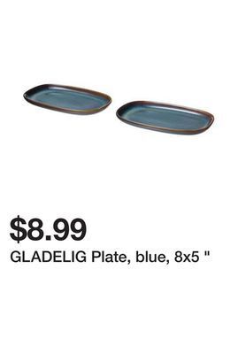 Ikea Gladelig plate, blue, 8x5 " offer