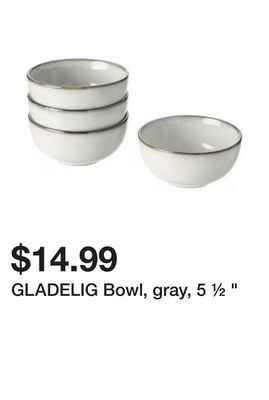 Ikea Gladelig bowl, gray, 5 ½ " offer