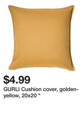 Ikea Gurli cushion cover, golden-yellow, 20x20 " offer