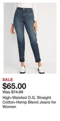 Old Navy High-waisted o.g. straight cotton-hemp blend jeans for women offer