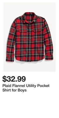 Old Navy Plaid flannel utility pocket shirt for boys offer
