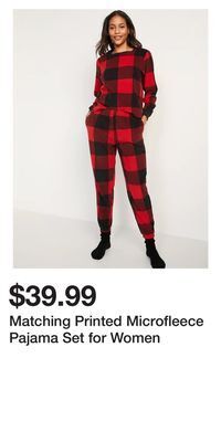 Old Navy Matching printed microfleece pajama set for women offer
