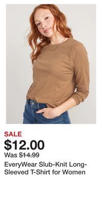 Old Navy Everywear slub-knit long-sleeved t-shirt for women offer