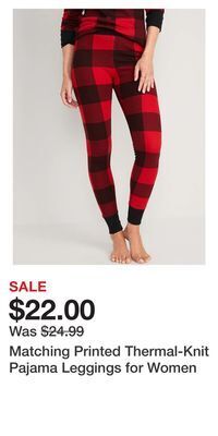 Old Navy Matching printed thermal-knit pajama leggings for women offer