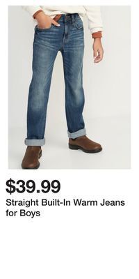 Old Navy Straight built-in warm jeans for boys offer