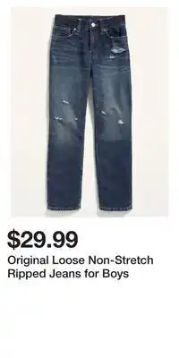 Old Navy Original loose non-stretch ripped jeans for boys offer