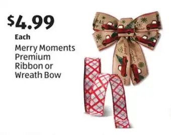 Aldi Merry Moments Premium Ribbon or Wreath Bow offer