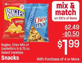 Lin's Market Snacks Bugles, Chex Mix or Gardetto's 6-8.75 oz. offer