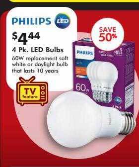 Valu Home Centers Philips 4 pk led bulbs offer