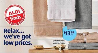 Aldi Huntington home oversized towel or 2-pack bath towels offer